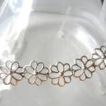 Necklace Sterling Silver Flowers Bar Dainty Chain..