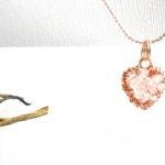Simple Rose Gold Necklace, Rose Quartz Wrapped..