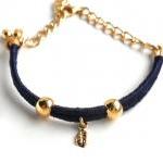 Friendship Bracelets Navy Blue Hand Woven In Silk..
