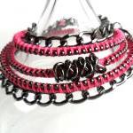 Leather Wrap Pink Gunmetal Chain Trendy Spring..