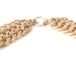 Chevron Leather Bracelet Gold Circle Curved Chain..