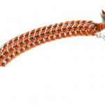 Leather Chain Chevron Bracelet Deerskin Chain Cuff