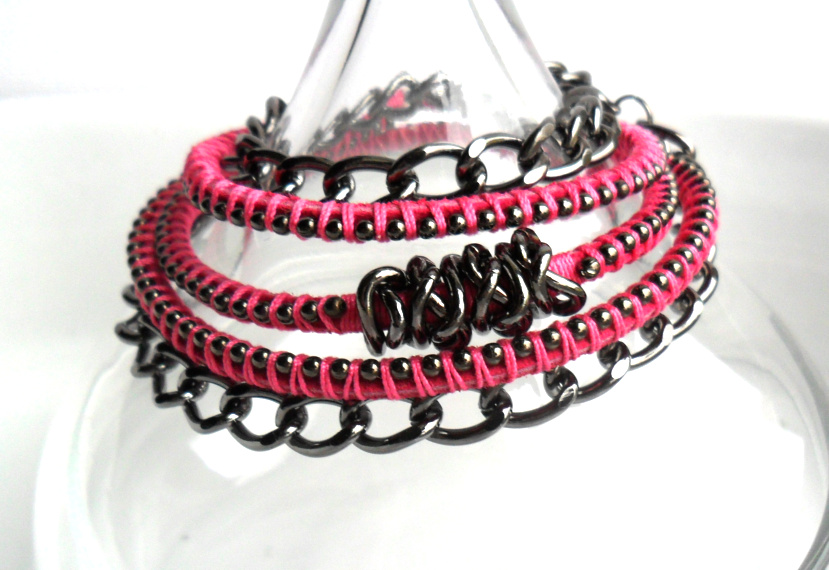 Leather Wrap Pink Gunmetal Chain Trendy Spring Summer 2013